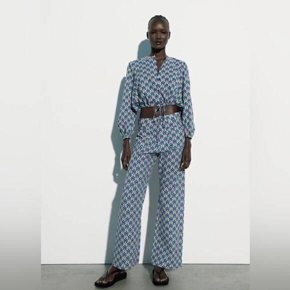 ZARA PRINTED COTTON TOP - Picture 12 of 15